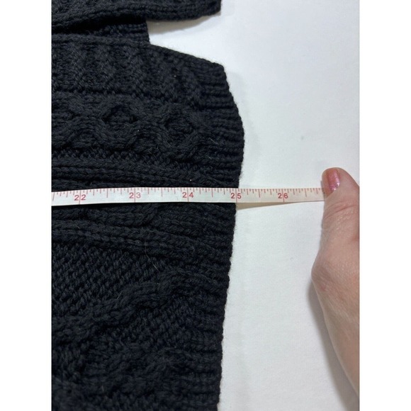 Kilronan Knitwear Cardigan Black XS Pure New Wool Short Sleeve Made in Ireland - Picture 8 of 12
